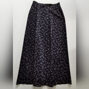 Bianca Nygard Navy And Beige Pattern Lined Maxi Skirt Vintage